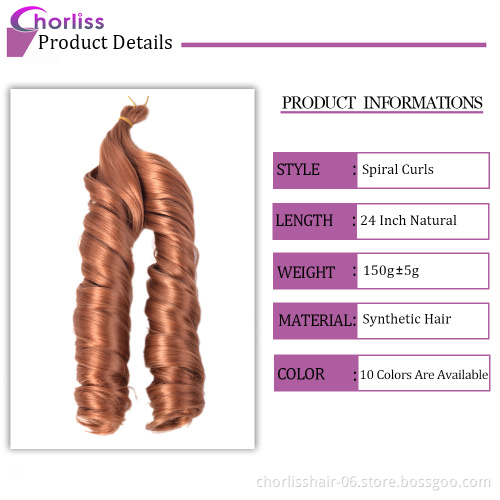 Hot Selling 24'' 150g Silky Spiral Curly Braiding Hair Wavy French Curls Attachment Crochet Hair Bundles Synthetic Hair Braids